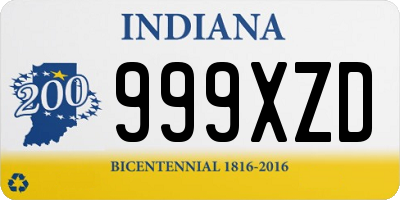 IN license plate 999XZD