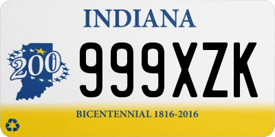 IN license plate 999XZK