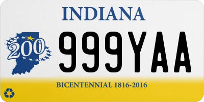 IN license plate 999YAA