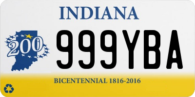 IN license plate 999YBA