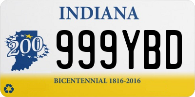 IN license plate 999YBD