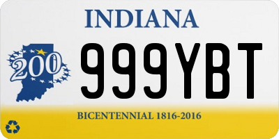 IN license plate 999YBT