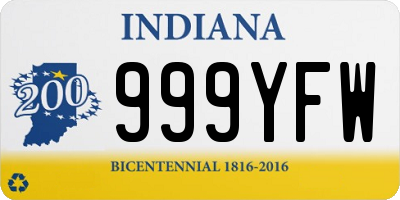 IN license plate 999YFW
