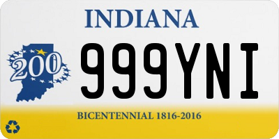 IN license plate 999YNI