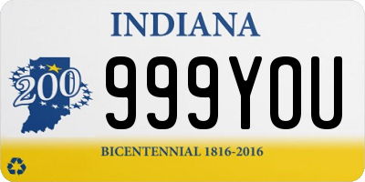 IN license plate 999YOU