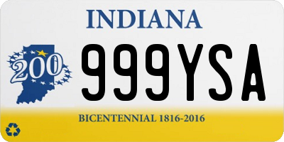 IN license plate 999YSA