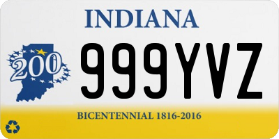 IN license plate 999YVZ