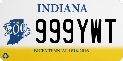 IN license plate 999YWT