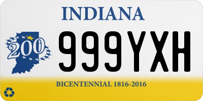 IN license plate 999YXH