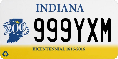 IN license plate 999YXM