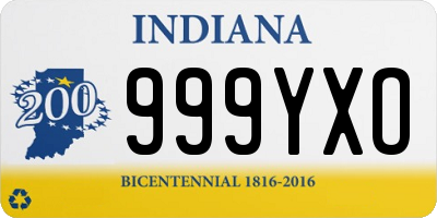 IN license plate 999YXO