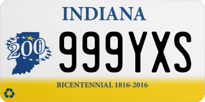 IN license plate 999YXS