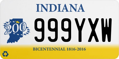 IN license plate 999YXW