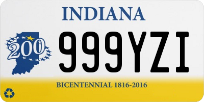 IN license plate 999YZI