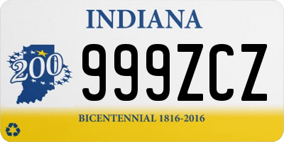 IN license plate 999ZCZ