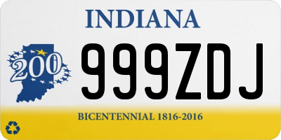 IN license plate 999ZDJ