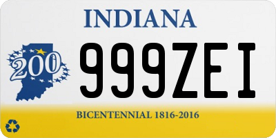 IN license plate 999ZEI