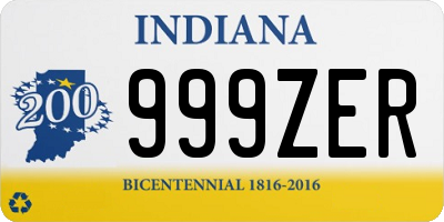 IN license plate 999ZER