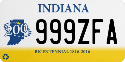 IN license plate 999ZFA