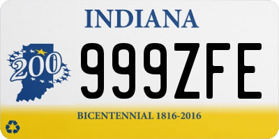 IN license plate 999ZFE