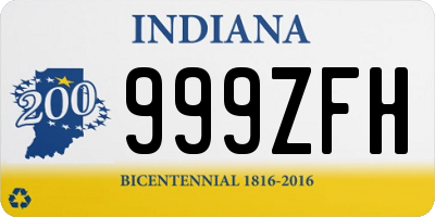 IN license plate 999ZFH