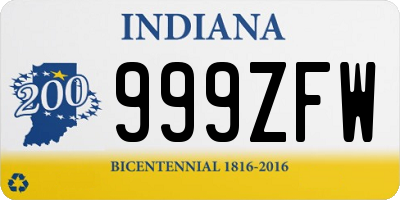 IN license plate 999ZFW