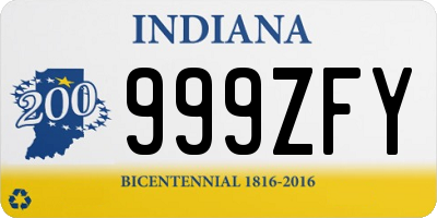 IN license plate 999ZFY