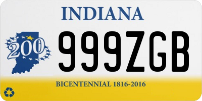 IN license plate 999ZGB