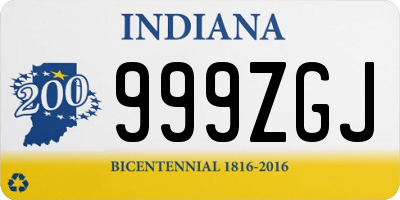 IN license plate 999ZGJ