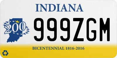 IN license plate 999ZGM