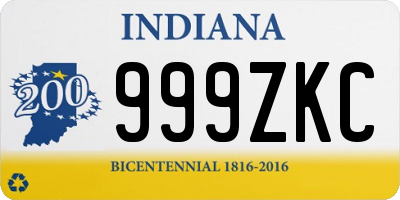 IN license plate 999ZKC