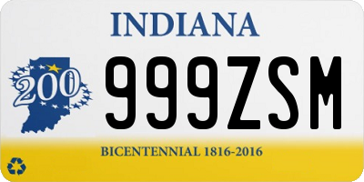 IN license plate 999ZSM