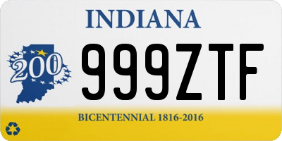 IN license plate 999ZTF