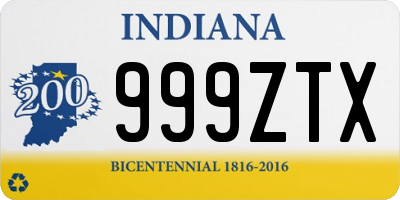 IN license plate 999ZTX