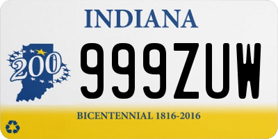 IN license plate 999ZUW