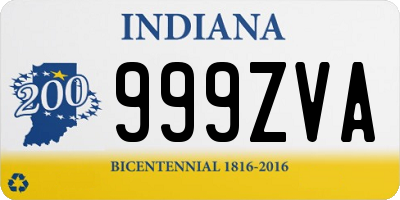 IN license plate 999ZVA