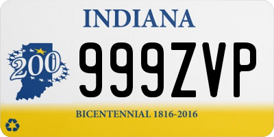 IN license plate 999ZVP