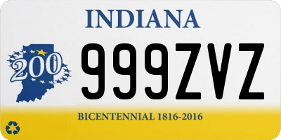 IN license plate 999ZVZ