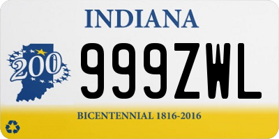 IN license plate 999ZWL