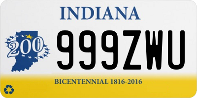 IN license plate 999ZWU