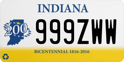 IN license plate 999ZWW