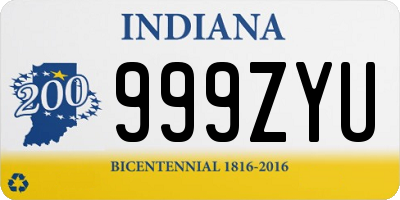 IN license plate 999ZYU