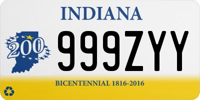 IN license plate 999ZYY