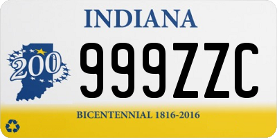 IN license plate 999ZZC