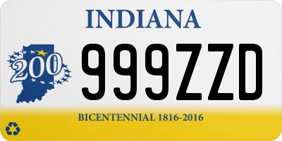 IN license plate 999ZZD