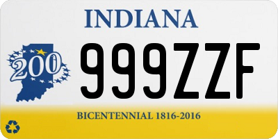 IN license plate 999ZZF