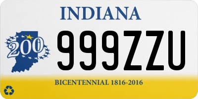 IN license plate 999ZZU