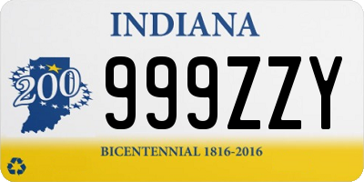 IN license plate 999ZZY