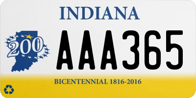 IN license plate AAA365