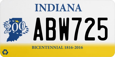 IN license plate ABW725